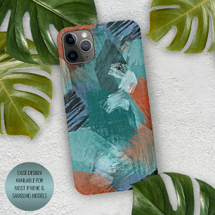 Coque iPhone 11Pro Max Hip Turquoise Blue Mint Green Orange Brushstrokies