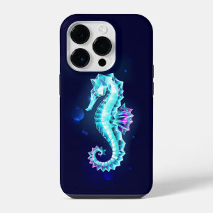 Coque Pour iPhone 14 Plus Hippocampe Crystal Ice sur Fond Bleu