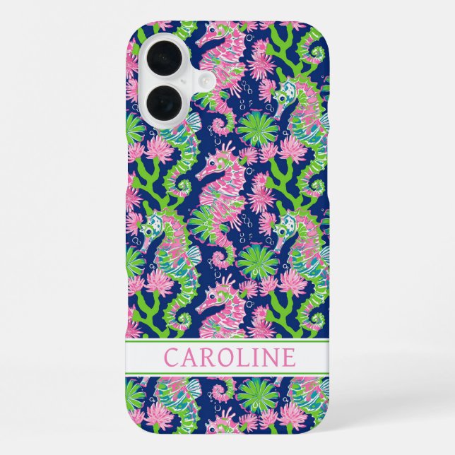 Coque iPhone Hippocampes à l'aquarelle Monogrammées (Verso)