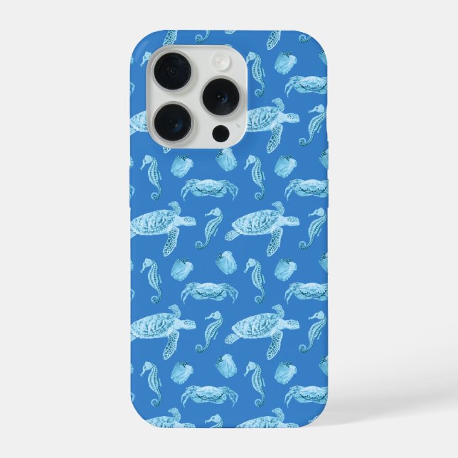Coque iPhone Hippocampes et tortues marines (Verso)