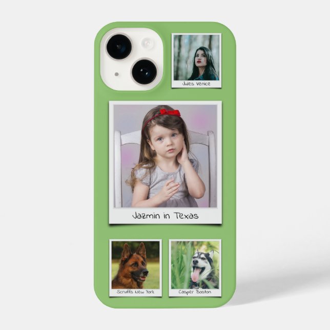 Coque iPhone Histoires de famille 4 photo Collage Pistachio Gre (Verso)