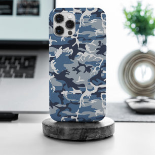 Coque iPhone 15 Pro Max Hiver Camouflage bleu neige, Militaire, Armée