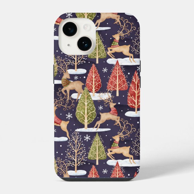 Coque iPhone Hiver des rennes Whimsical (Verso)