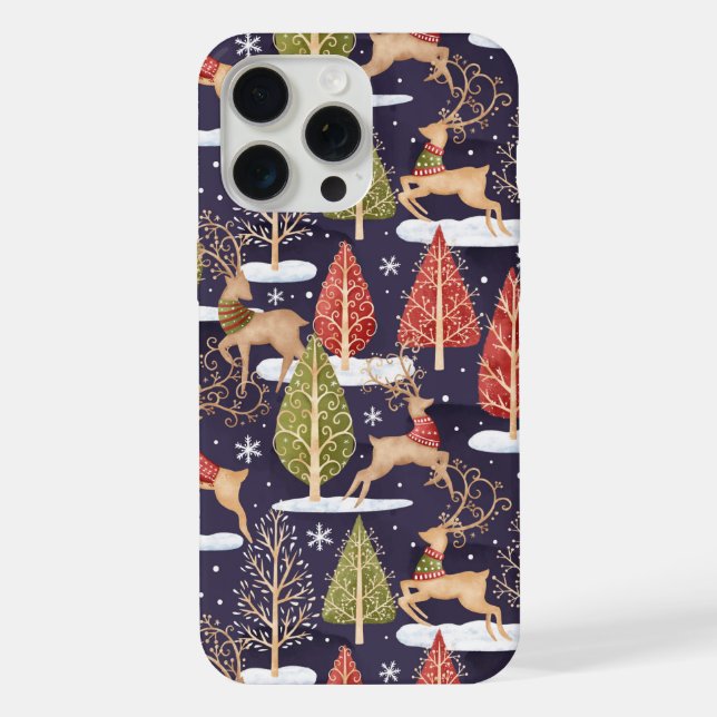 Coque iPhone Hiver des rennes Whimsical (Verso)