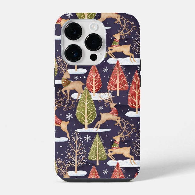 Coque iPhone Hiver des rennes Whimsical (Verso)