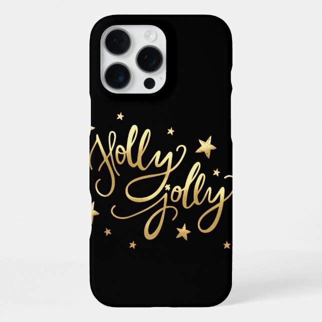 Coque iPhone Holly Jolly | Élégant script de faux or (Verso)