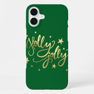 Coque iPhone 16 Plus Holly Jolly   Élégant script de faux or
