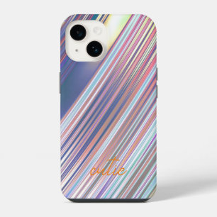 Coque Pour iPhone 14 Holographique mignonne fillette rayée