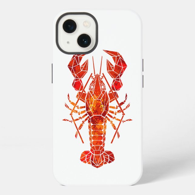 Coque iPhone Homard polygonal rouge (Verso)