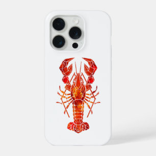Coque iPhone 15 Pro Homard polygonal rouge
