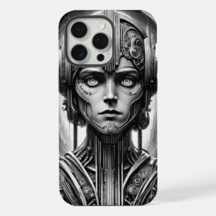 Coque iPhone 15 Pro Max Hommage à Lang Metropolis. Femme futuriste rétro -