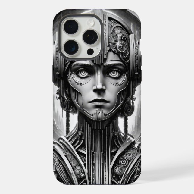 Coque iPhone Hommage à Lang Metropolis. Femme futuriste rétro - (Verso)