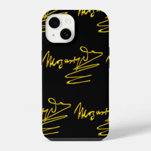 Coque Pour iPhone 14 HOMMAGE À MOZART 3D Signature Compositeur Noir