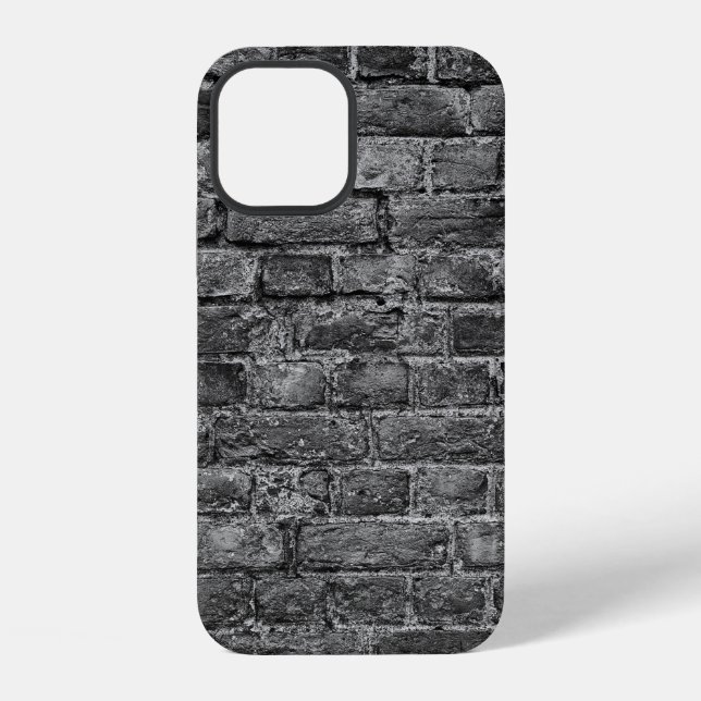 Coque iPhone horizontal part of black painted brick wallwall,br (Verso)