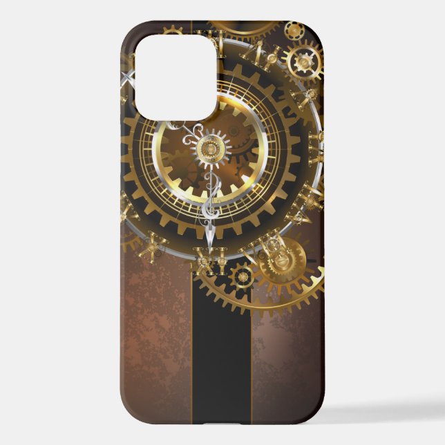 Coque iPhone Horloge Steampunk avec des engrenages anciens (Verso)