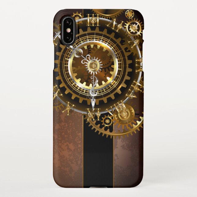 Coque iPhone Horloge Steampunk avec des engrenages anciens (Dos)