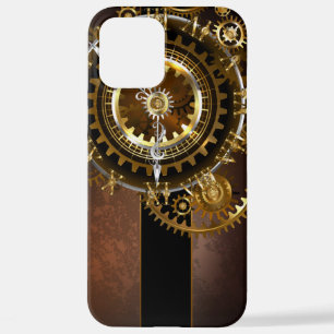 Coque iPhone 12 Pro Max Horloge Steampunk avec des engrenages anciens