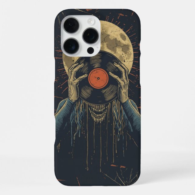 Coque iPhone Horror Music Design for Halloween, DJs, Vinyl Fans (Verso)