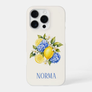 Coque iPhone 16 Pro Hortensia Bleu Méditerranéen Fleur de Citron