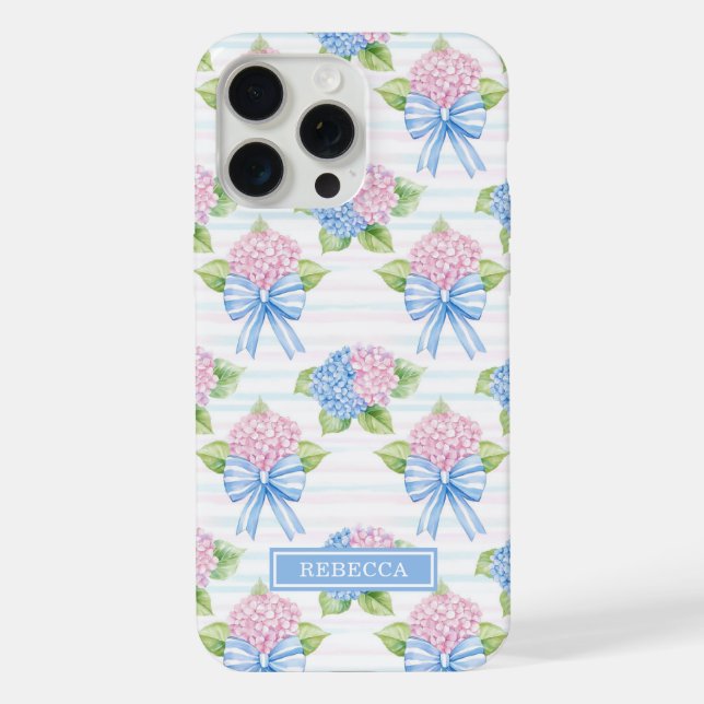 Coque iPhone Hortensias bleus et roses  (Verso)
