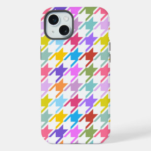 Coque iPhone 15 Plus Houndstooth Multicolor+White Big Motif