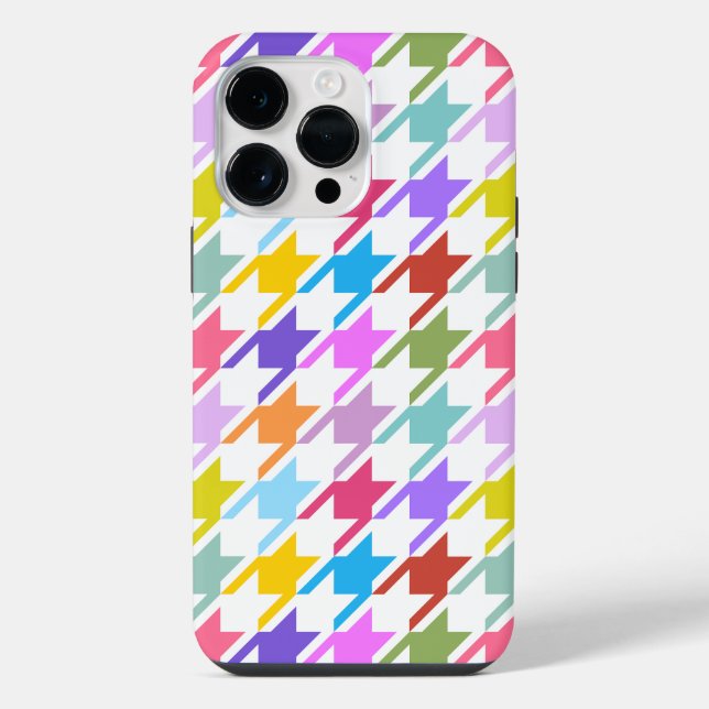 Coque iPhone Houndstooth Multicolor+White Big Motif (Verso)