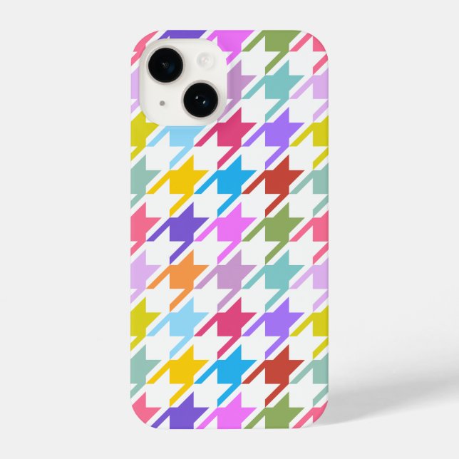 Coque iPhone Houndstooth Multicolor+White Big Motif (Verso)