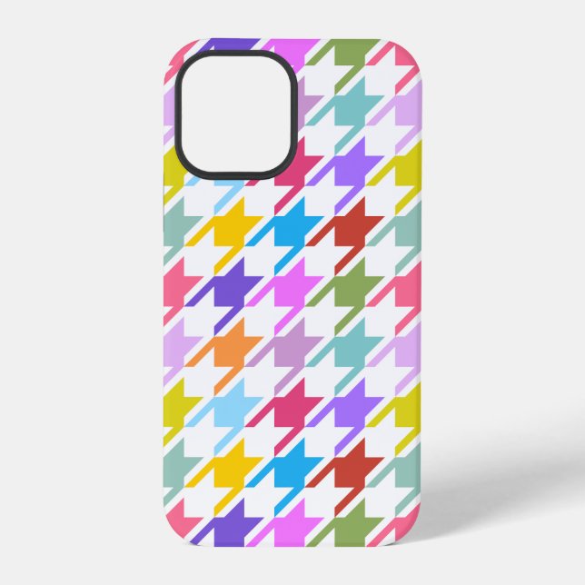 Coque iPhone Houndstooth Multicolor+White Big Motif (Verso)