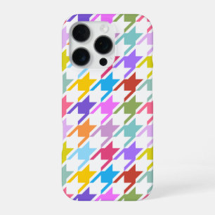 Coque iPhone 16 Pro Houndstooth Multicolor+White Big Motif