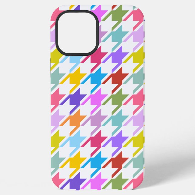 Coque iPhone Houndstooth Multicolor+White Big Motif (Verso)
