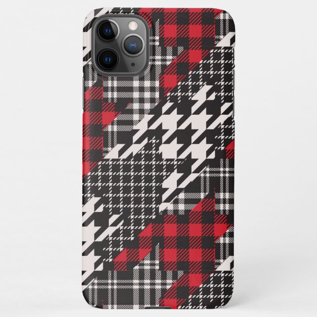 Coque iPhone Houndstooth Plaid Motif Patchwork Collage (Dos)