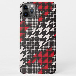 Coque iPhone 11Pro Max Houndstooth Plaid Motif Patchwork Collage