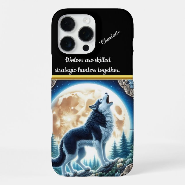 Coque iPhone Howling Wolf dans une forêt lune (Verso)