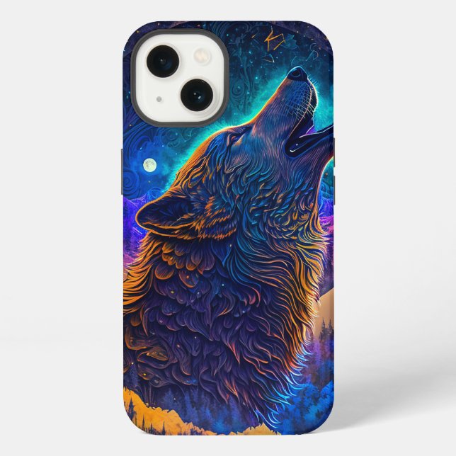Coque iPhone Howling Wolf Surreal Imaginaire (Verso)