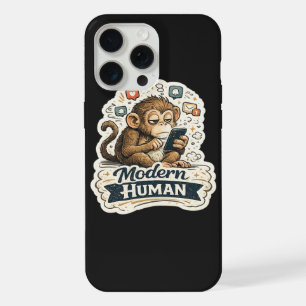 Coque iPhone 15 Pro Max Humain Moderne Singe Drôle Smartphone Réseaux Soci