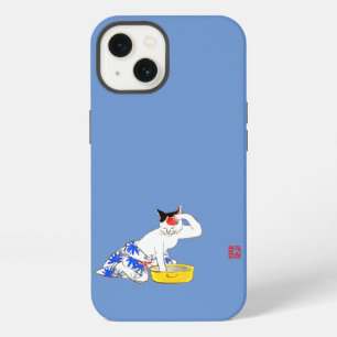 Etui iPhone 13 Humoristique Chat Japonais Bain I