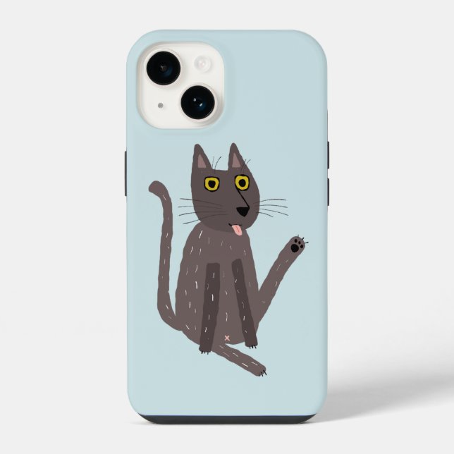 Coque iPhone Humour de chat drôle (Verso)