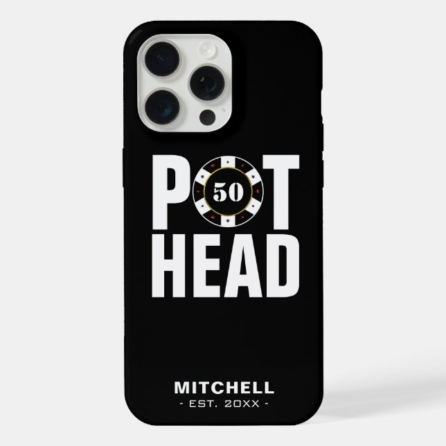 Coque iPhone Humour de poker drôle Pot Head (Verso)