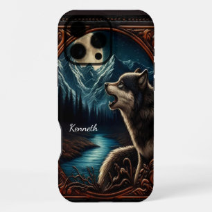 Coque iPhone 16 Pro Max Hurlement au clair de lune du loup