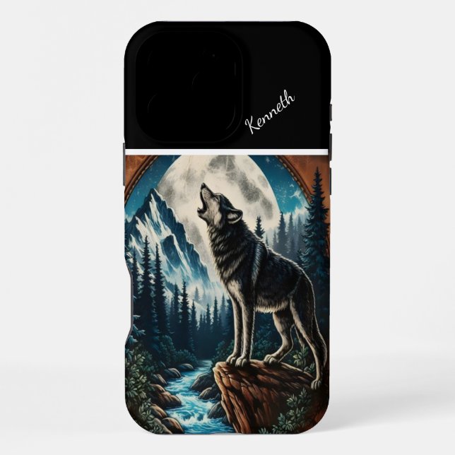 Coque iPhone Hurlement au clair de lune du loup (Verso)