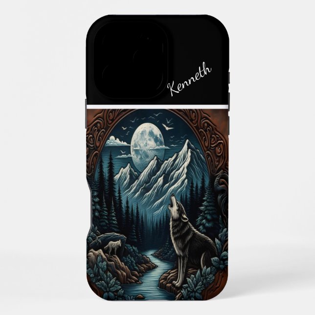 Coque iPhone Hurlement au clair de lune du loup (Verso)