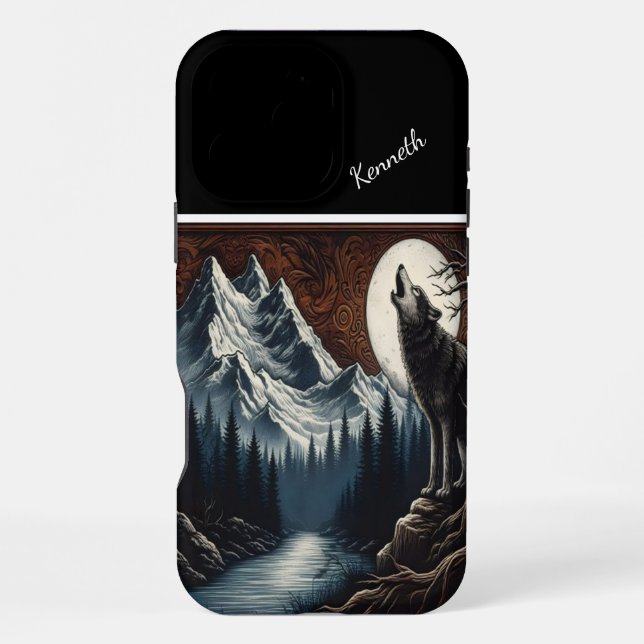 Coque iPhone Hurlement de loup au clair de lune (Verso)