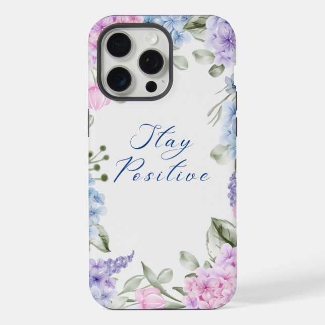 Coque iPhone hydrangea Restez Positif – Inspiration Florale (Verso)