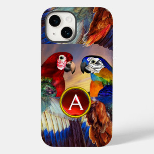 COQUE POUR iPhone 14 HYPER PARROTS /ROUGE ET BLEUE ARA GEMSTONE MONOGRA