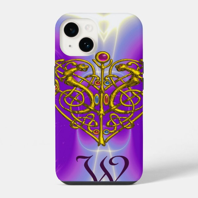 Coque iPhone HYPER VALENTINE MONOGRAM rose Fuchsia violet (Verso)