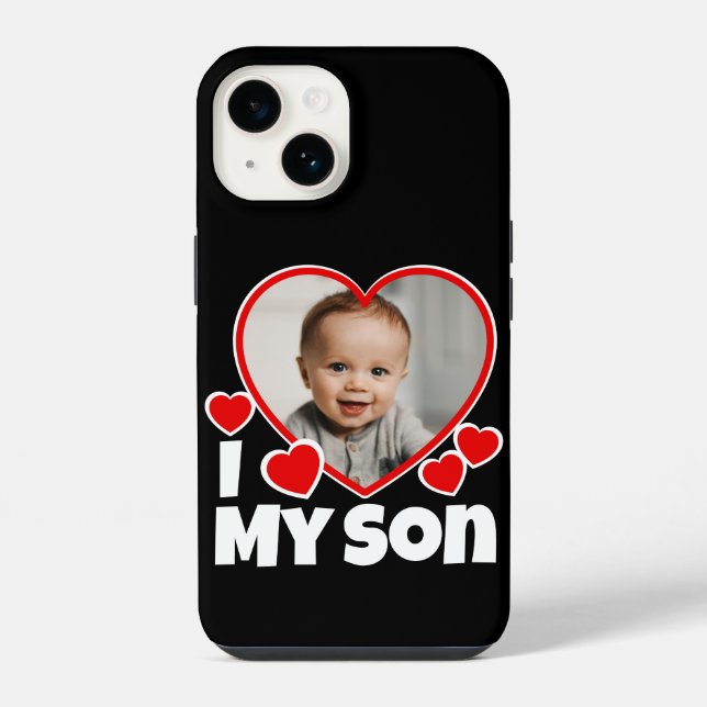Coque iPhone I Heart My Son Photo Personnalisée (Verso)