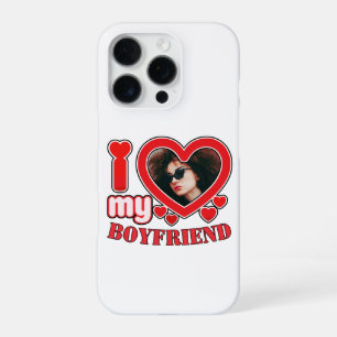 Coque iPhone 16 Pro I Love My Boyfriend Custom Red Heart Photo