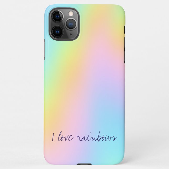 Coque iPhone "I Love Rainbows" Pastel Rainbow Abstrait Gradient (Dos)