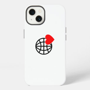 Etui iPhone 13 Icône Globe Amour Mondial   Conception de cœur Ter