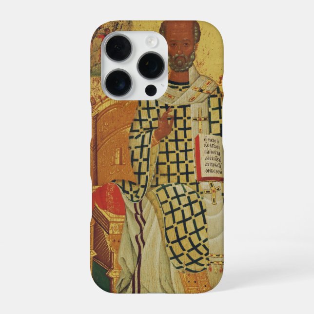 Coque iPhone Icône orthodoxe byzantine de Saint-Nicolas de Myre (Verso)